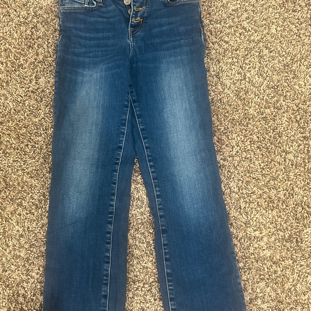 Flying Monkey Slim Straight Leg Button Fly Crop Jeans Dark Wash High Waisted